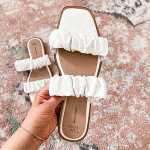 Square Toe Ruched Sandals